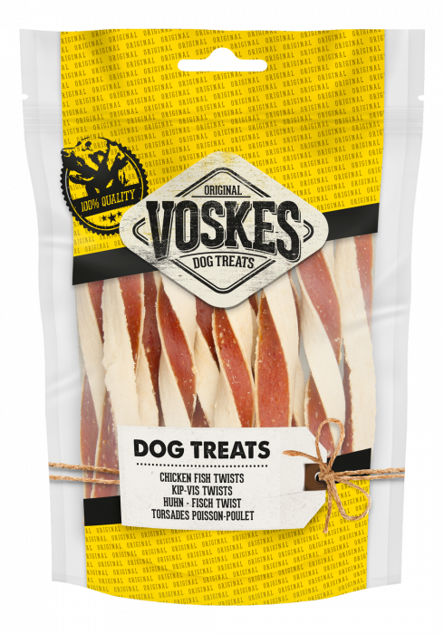 Vokses Dog Treats Chicken Fish Twists 100g